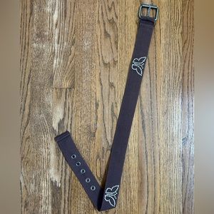 brown silver butterfly belt